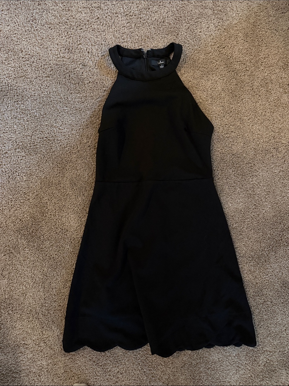 Lulu's Black Halter Scallop Hem Dress